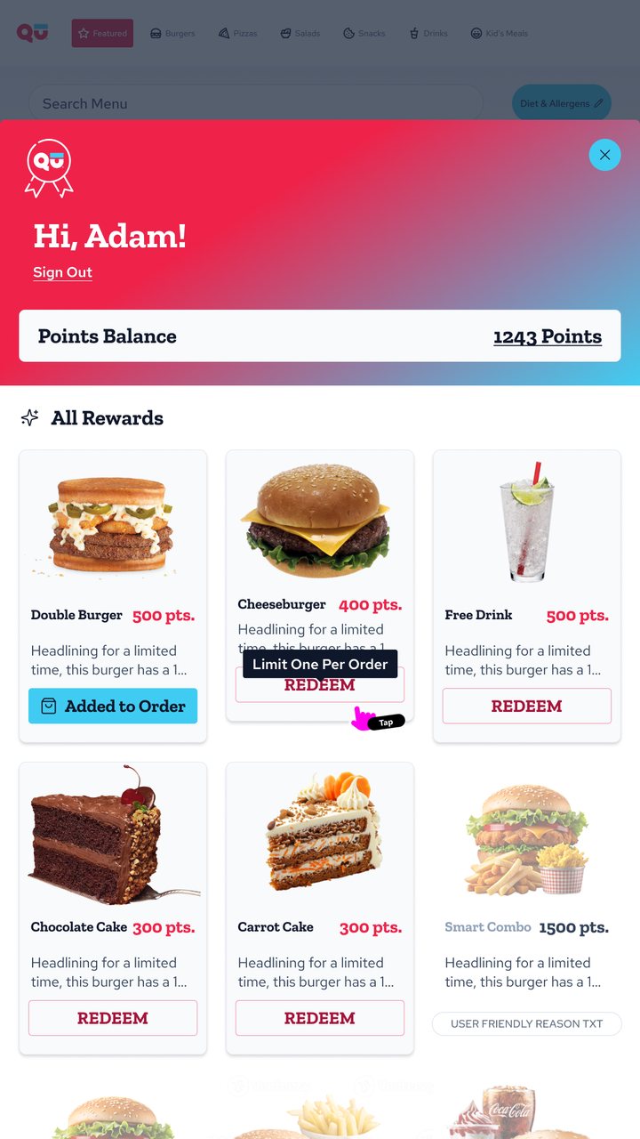 Reward states in the profile