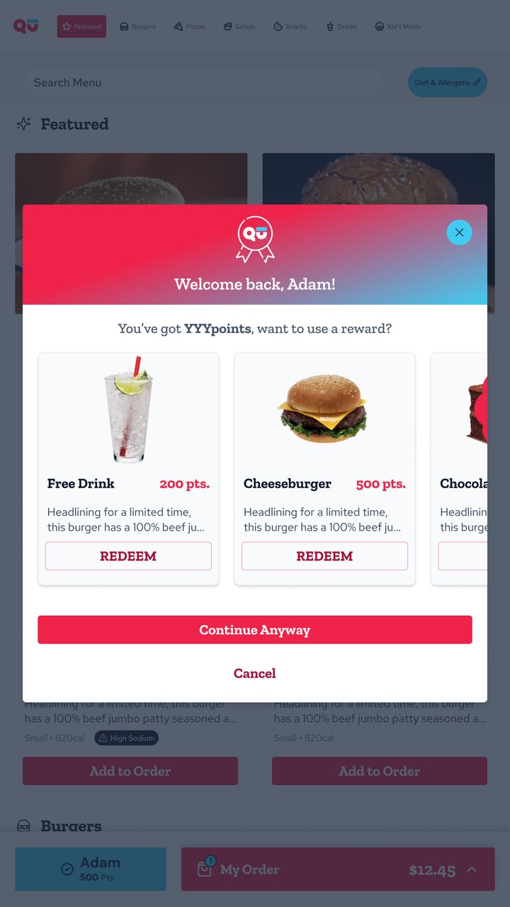 Welcome back with rewards