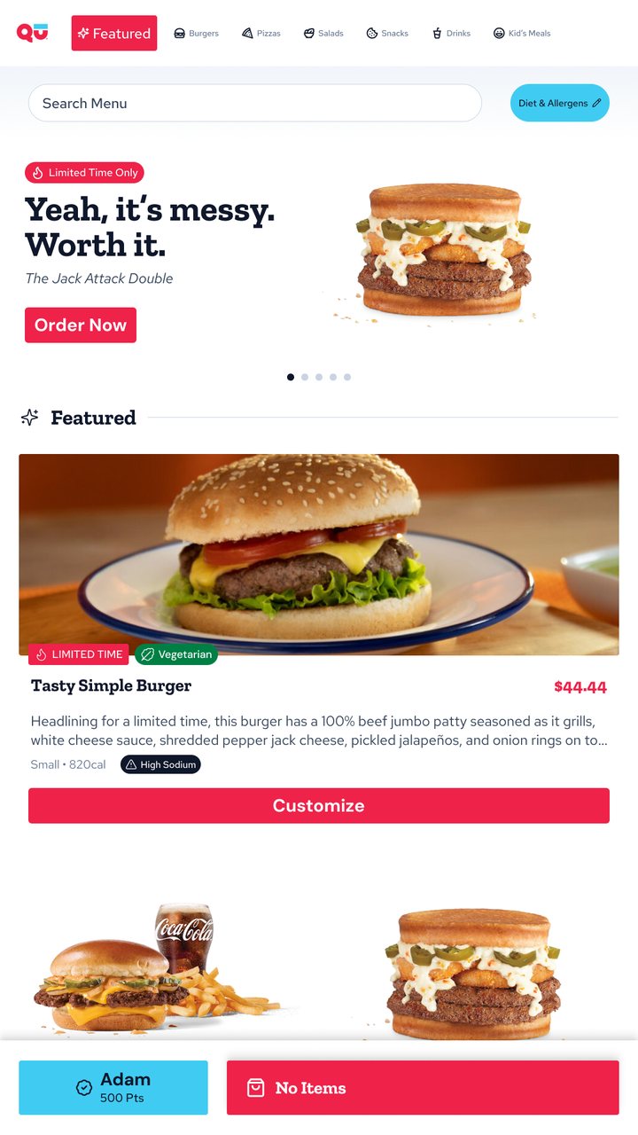 Portrait menu with promo banner